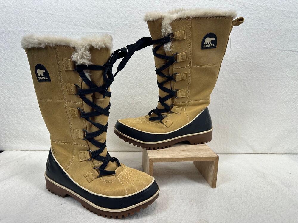 Sorel Tivoli High II Boots Women's SZ 7 Suede Black Lace Up Closure NWOT